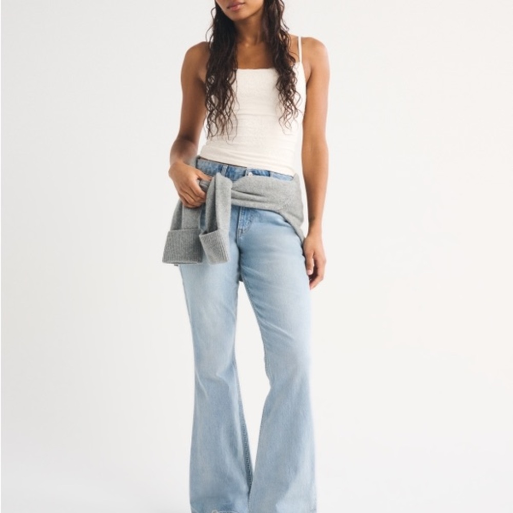 Abercrombie & Fitch Curve Love Tall Light Blue Flare Jeans
